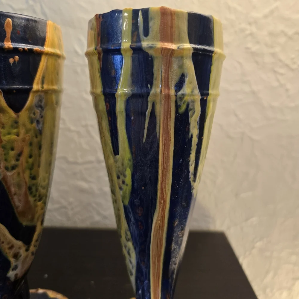 2 HANDCRAFTED Upcycled Glass Goblets HANDPAINTED Abstract Viking Drinkwear Art - Picture 6 of 17